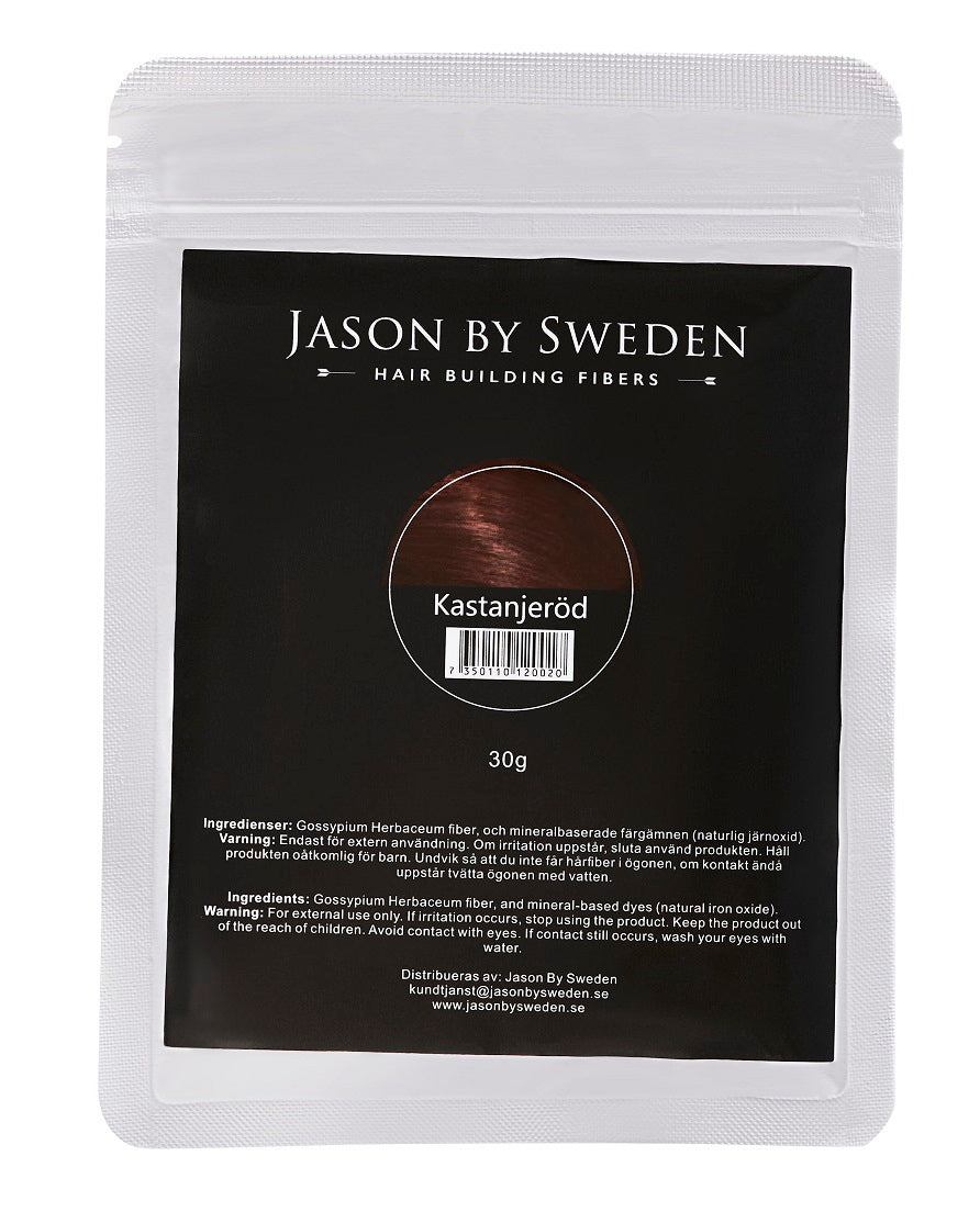 HÅRFIBER - JASON BY SWEDEN - 30G - REFILLPACK - AUBURN - KASTANJERÖD