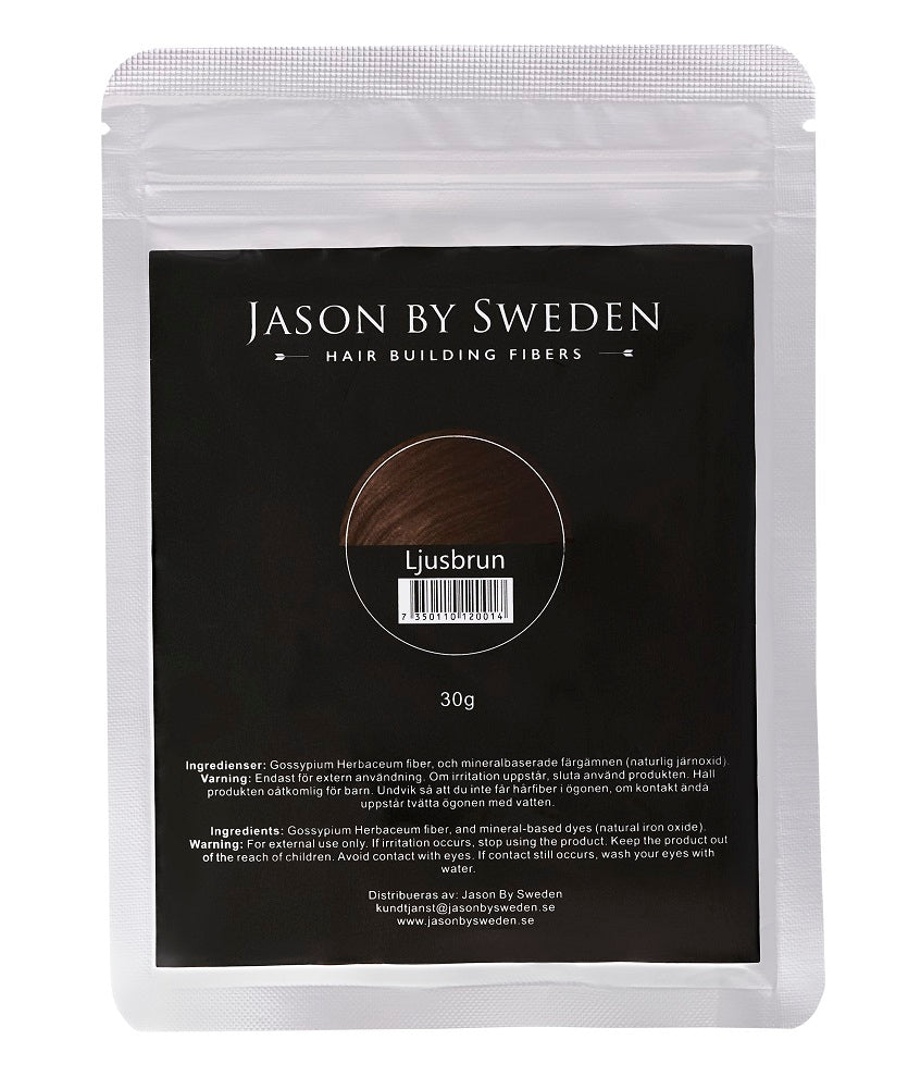 HÅRFIBER - JASON BY SWEDEN - REFILLPACK 30G - LIGHT BROWN - LJUSBRUN