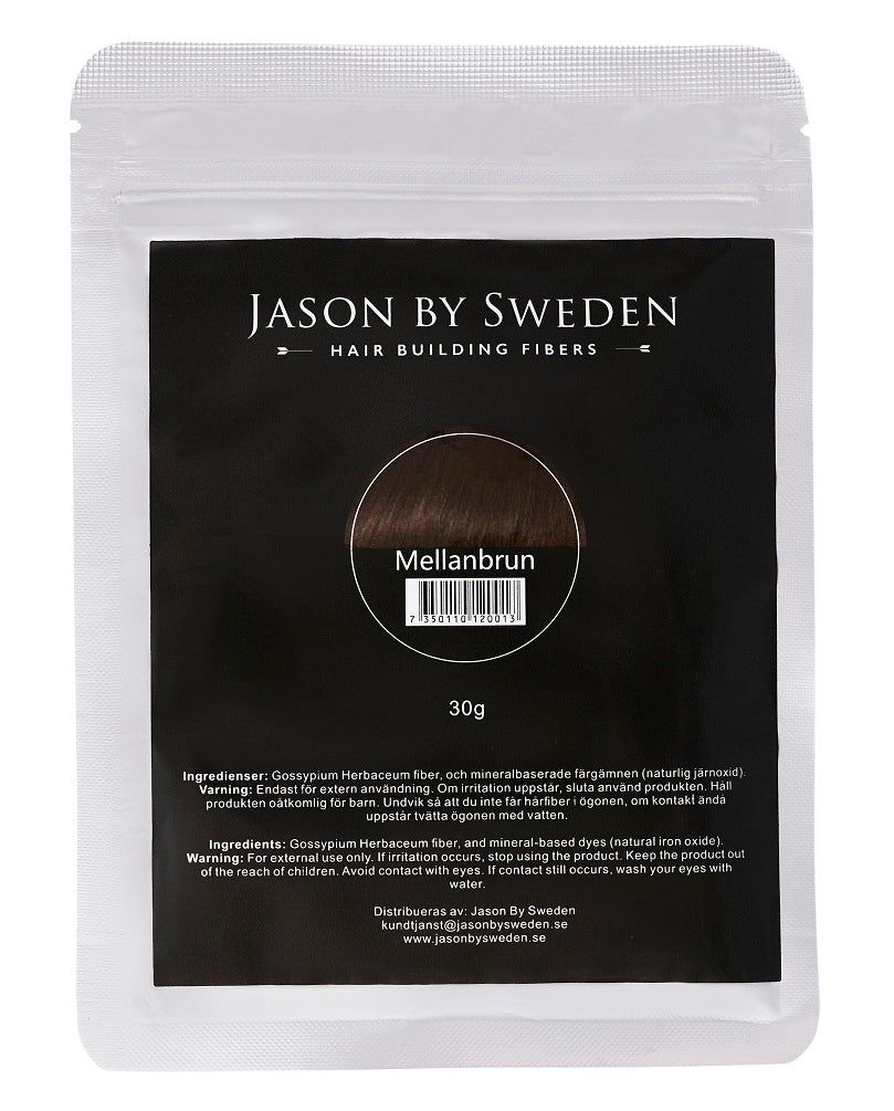 HÅRFIBER - JASON BY SWEDEN - REFILLPACK 30G - MEDIUM BROWN - MELLANBRUN